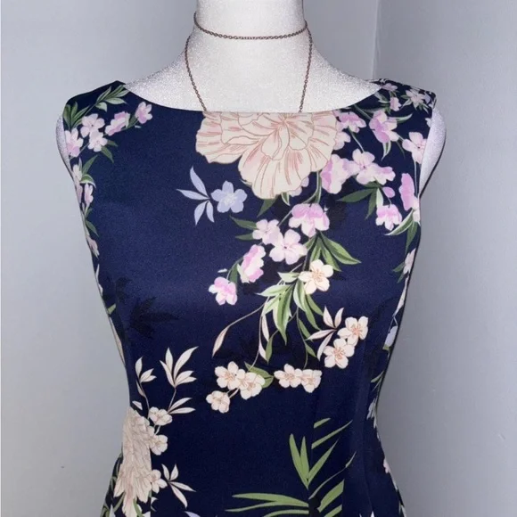 Vince Camuto Navy Floral Midi Dress - Picture 3 of 9